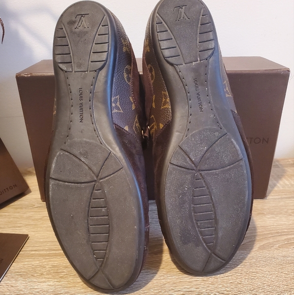Pre-owned Louis Vuitton Globe Trotter brown suede monogram sneakers 39.5 or US 9 - Picture 8 of 11